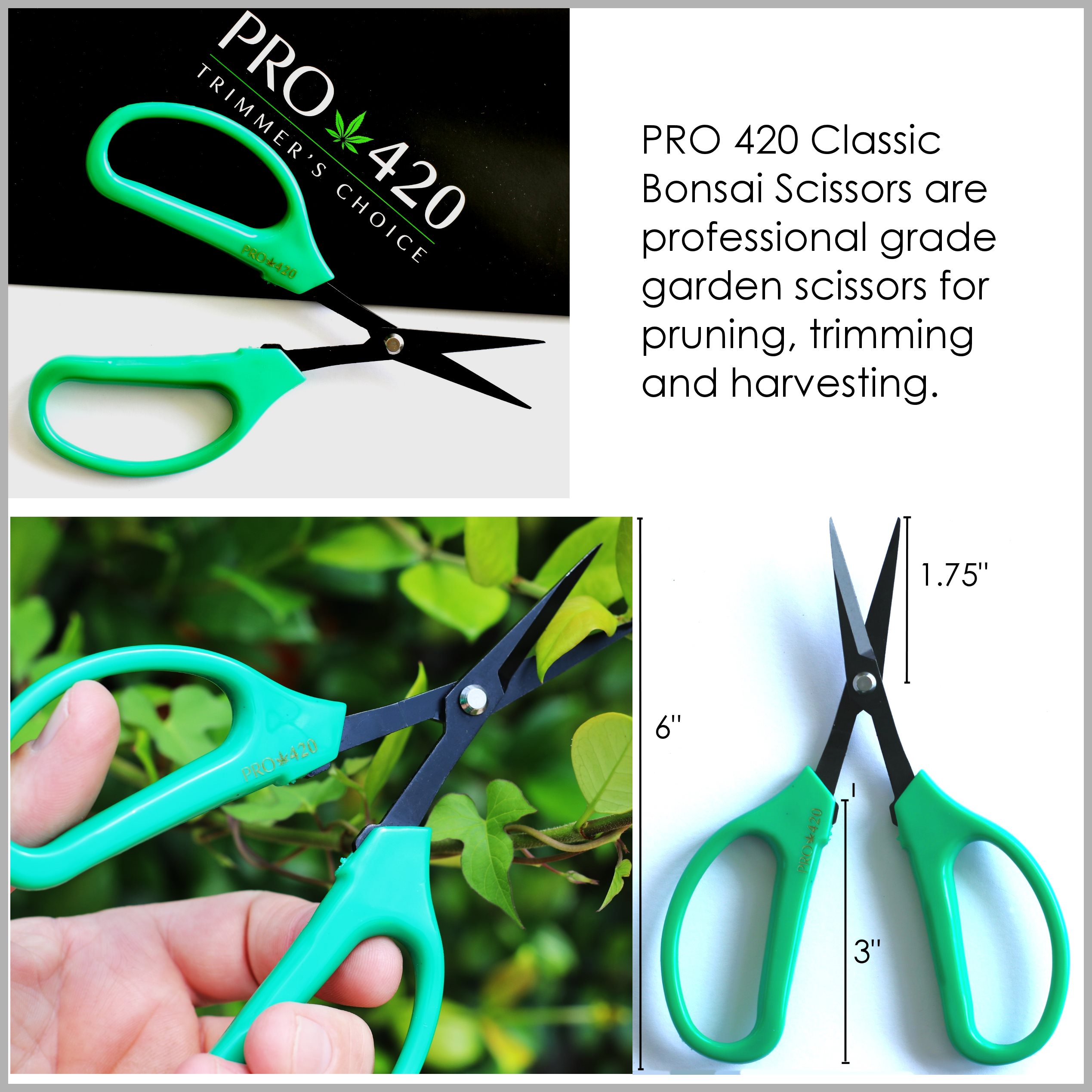 Professional Trim Kit-Fine Trim Scissors-Spring Loaded Scissors-Sticky Scissor Cleaning Solution-Bundle - Classic Bonsai Scissors