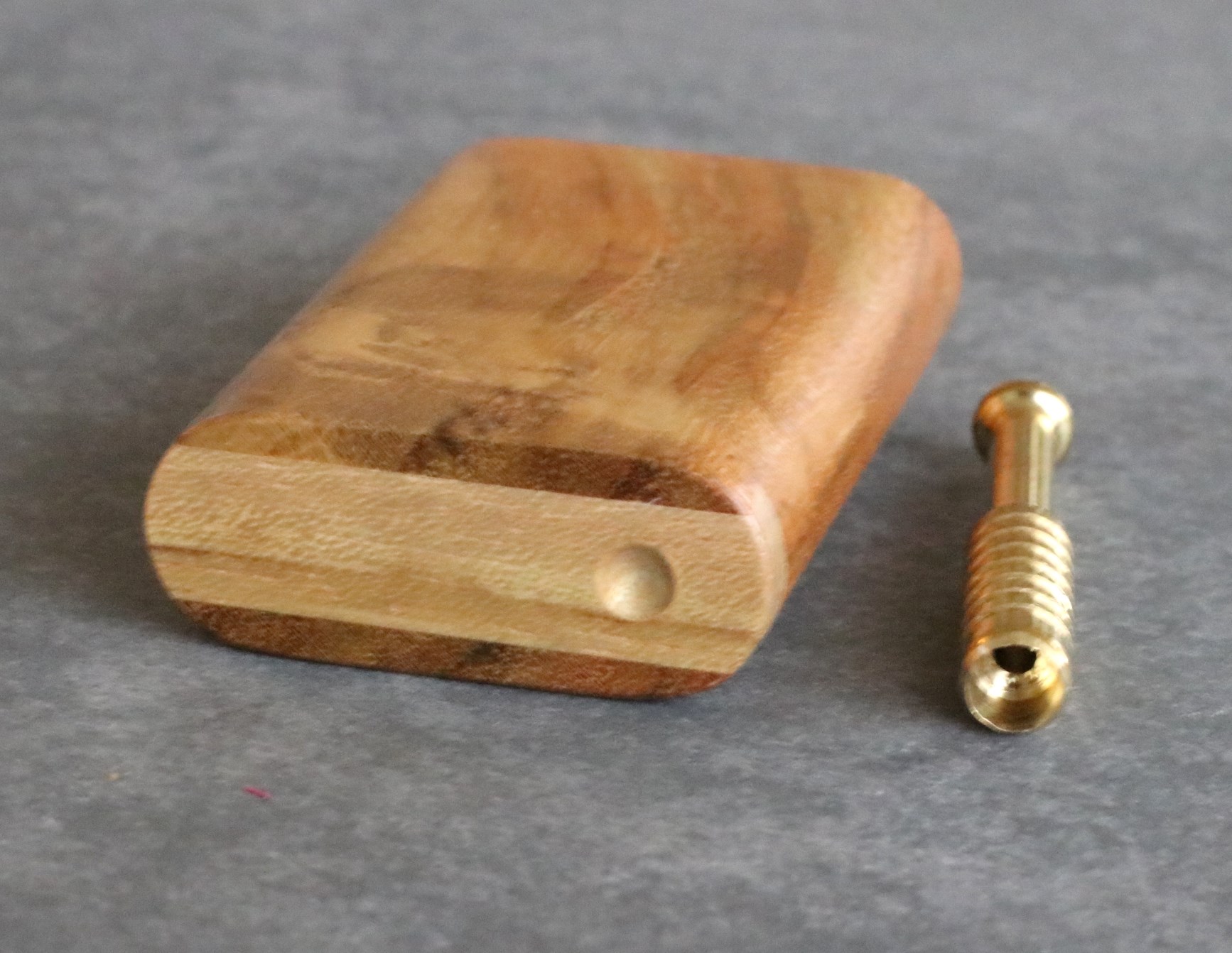 Teak Slider Lid Dugouts & One Hitter Pipe- American Handcrafted Stash Box - Exotic Wood Dugout & Brass One Hitter Pipe