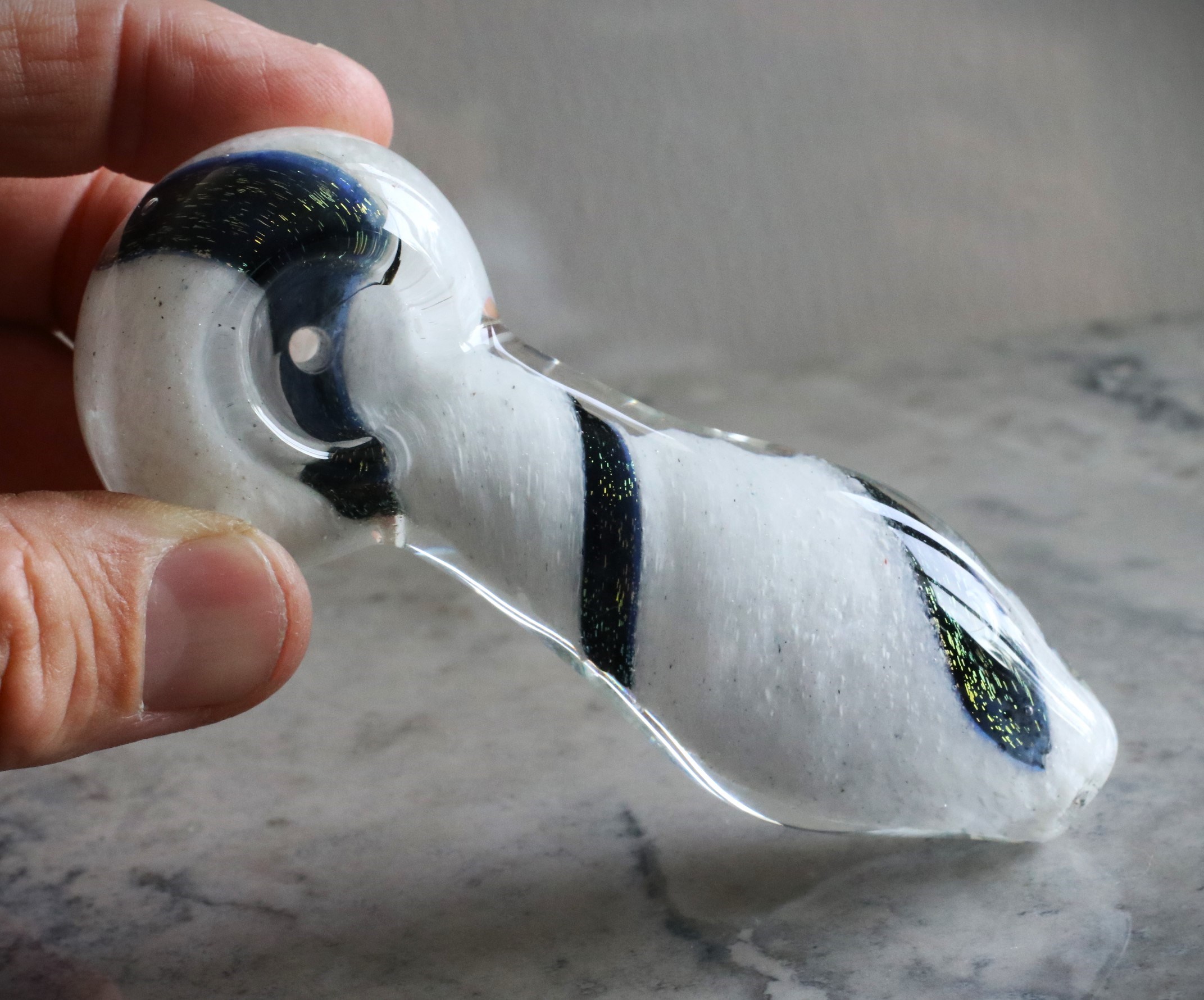 4" Glass Spoon Pipe- Spoon Bowl- Snow White- Quality handblown American Glass