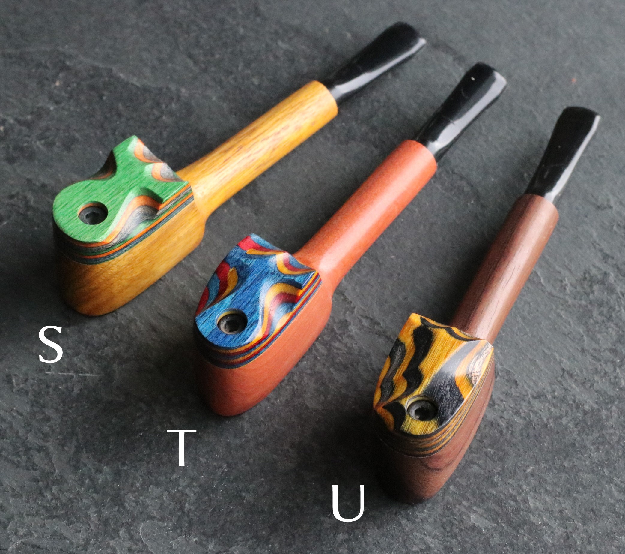 4" Swivel Lid Wood Pipe-DC1 COLOR ETCH LID-Handcrafted American Smoking Pipe - Exotic Wood Pipe