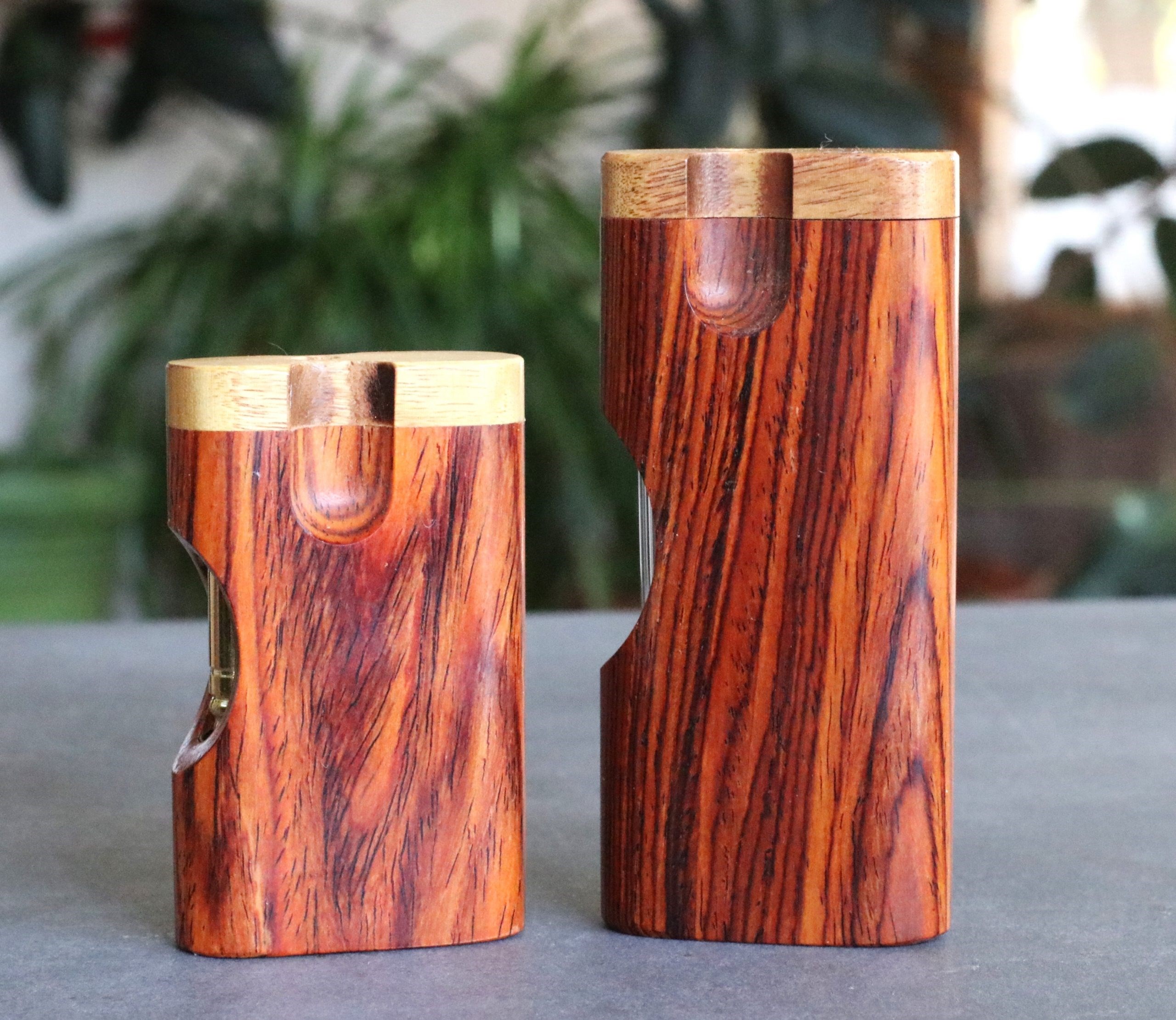Cocobolo Cutaway Dugout with One Hitter Bat-Stylish Smoking Stash Box - Cutaway Cocobolo Dugout