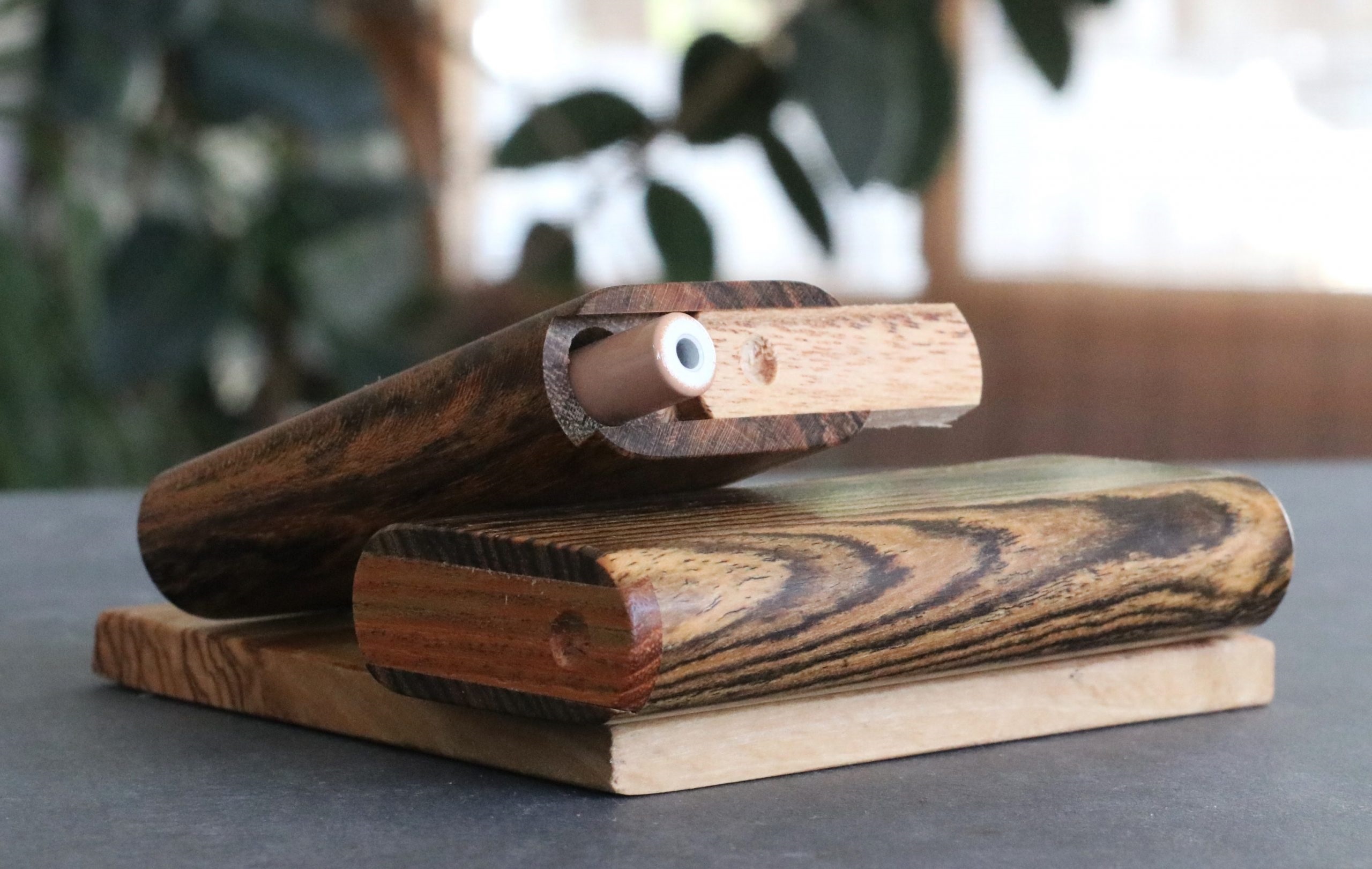 Bocote Wood Slider Lid Dugouts with Quality One Hitter Pipes - Bocote Slider Lid Dugouts