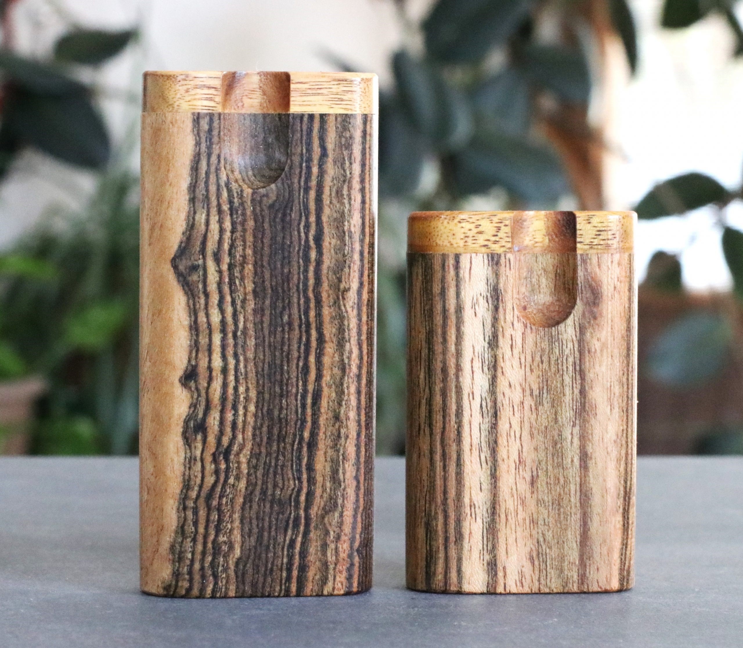 Bocote Wood Dugouts & One Hitters- Incredible Chocolate Grain - Bocote Swivel Lid Dugout