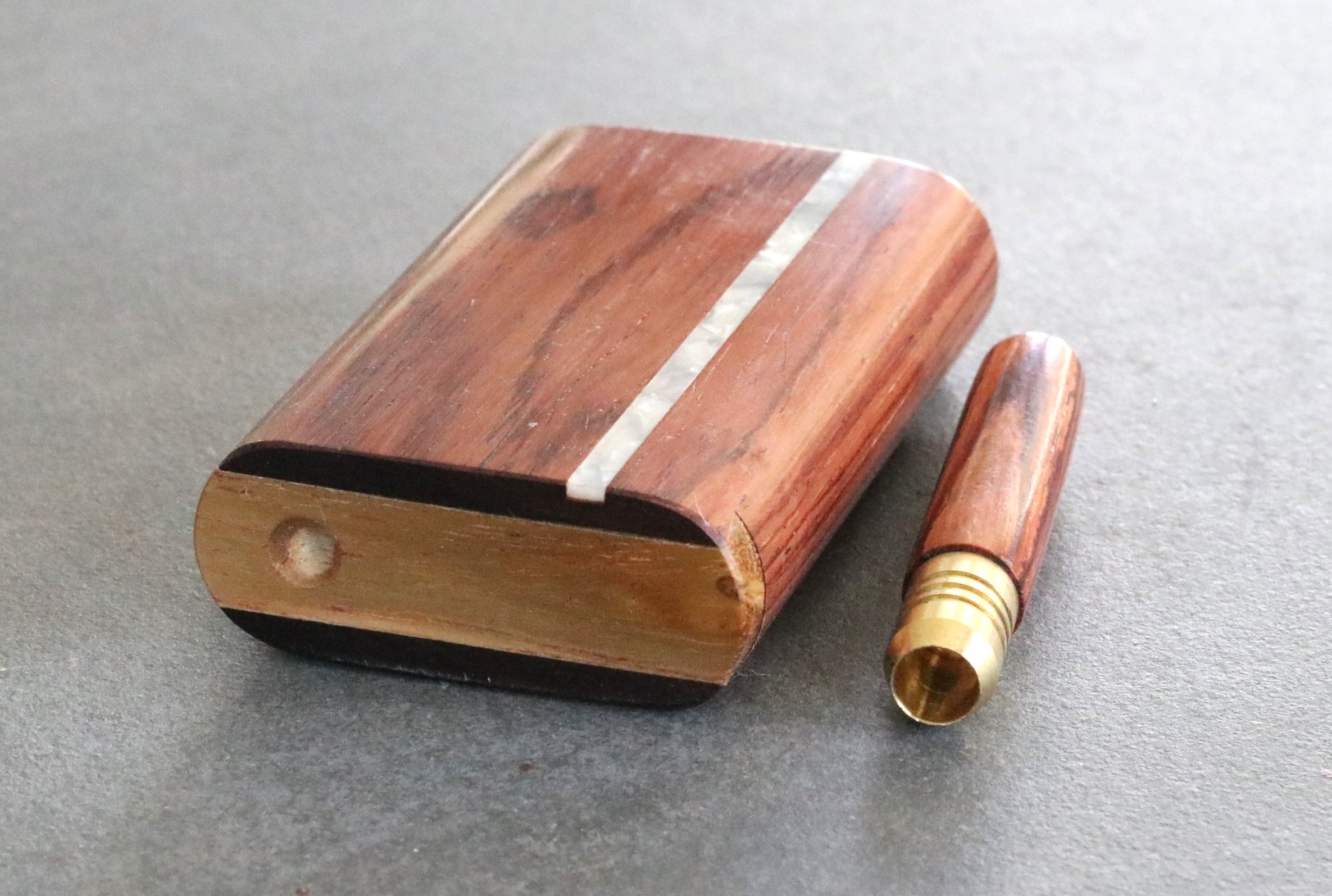 Honduras Slider Lid Dugout with Pearl Inlay and Special One Hitter - Honduras Pearl inlay Dugout