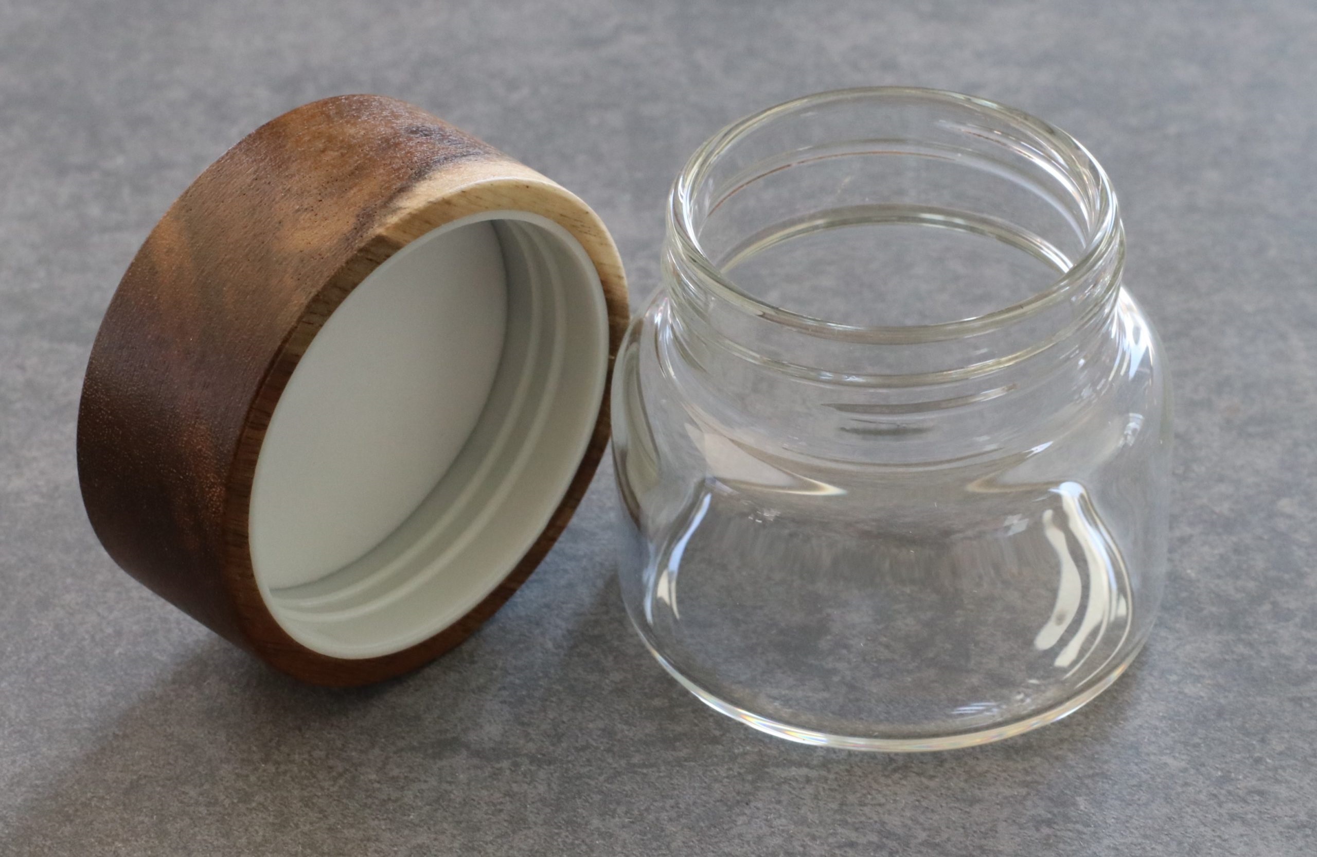 Glass Stash Jar with Bamboo Lid- Flat Top-Smell Proof Jar for Herbs & Spices