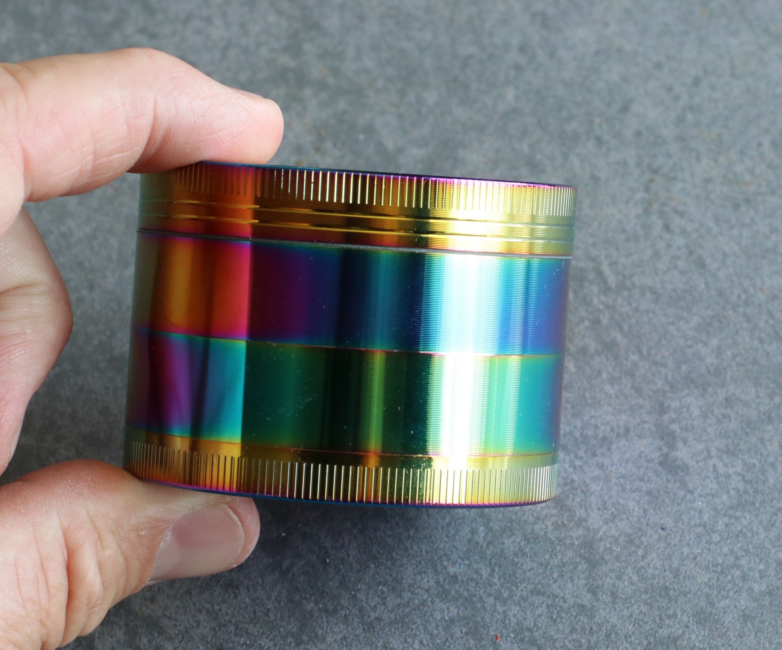 2.5" Rainbow Herb Grinder- 4 pc- Magnetic Lid - Rainbow Marijuana Grinder