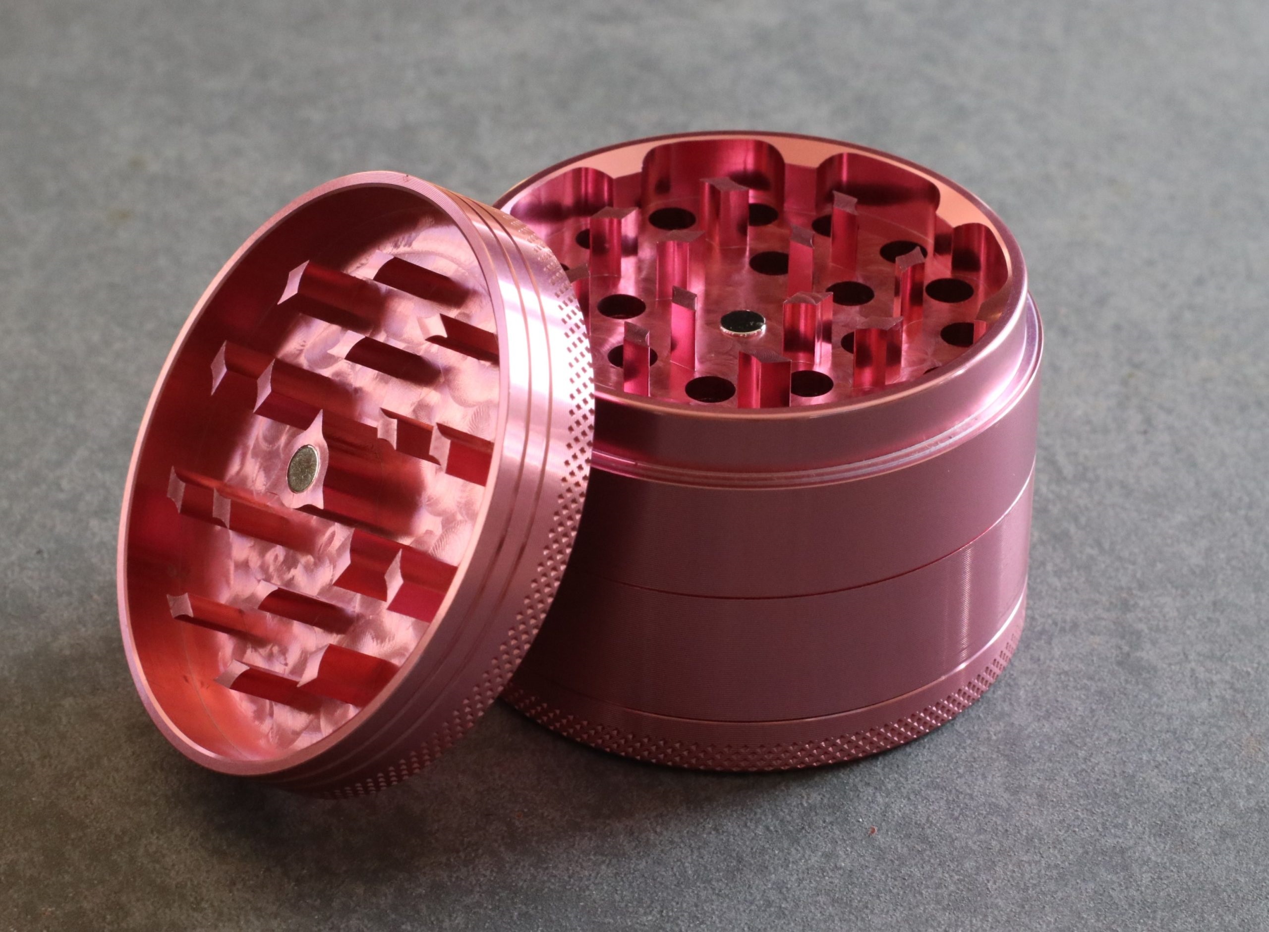 PRO 420 Pink Gift Pack- Herb Grinder & Glass Pipe-Great Gift for Smokers - Pink 2.5' Herb Grinder
