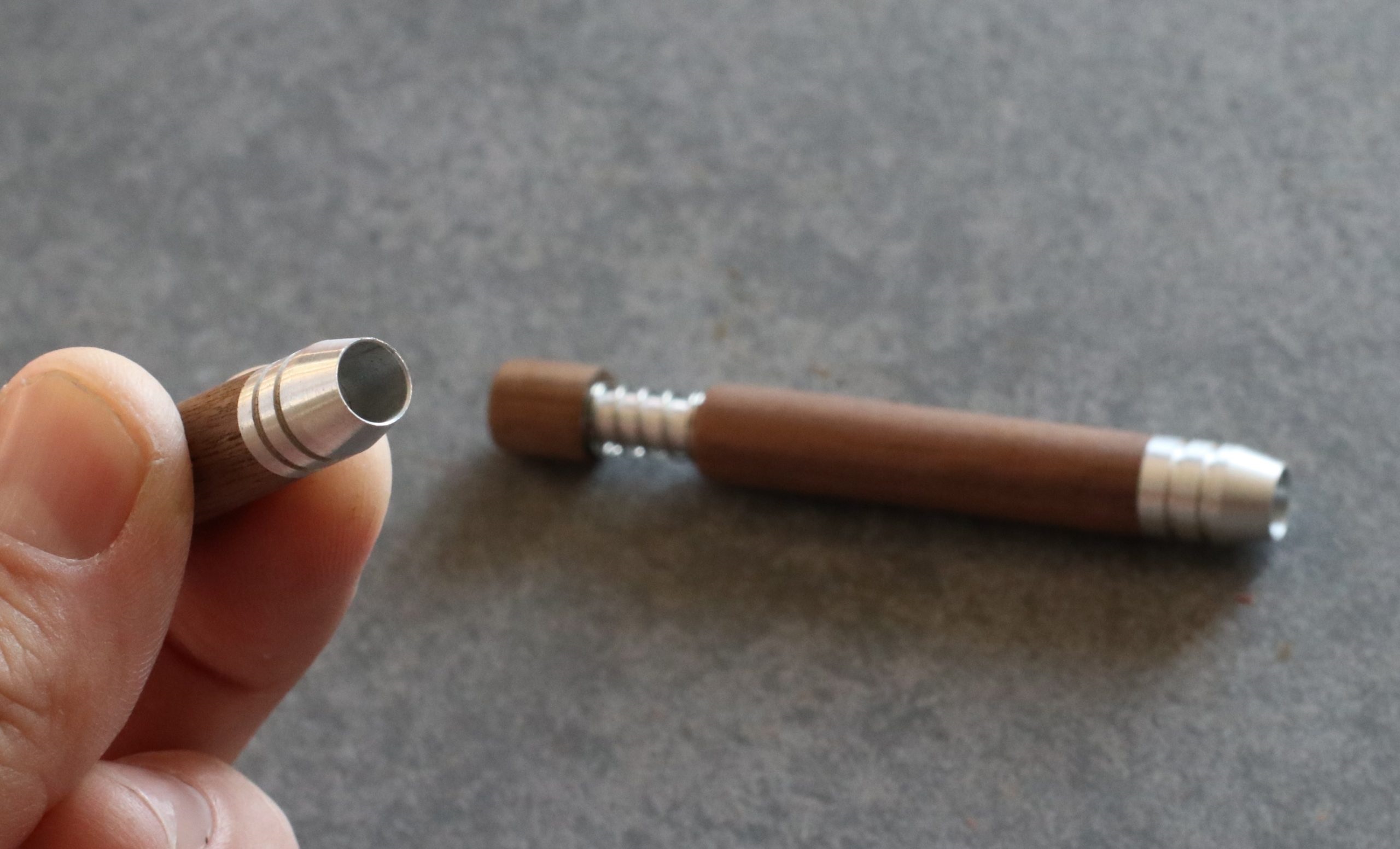 2" & 3" Spring Loaded Walnut One Hitter- Self Eject Pipe-Clean Smoking Pipe - Walnut Spring Loaded Self Eject Pipes