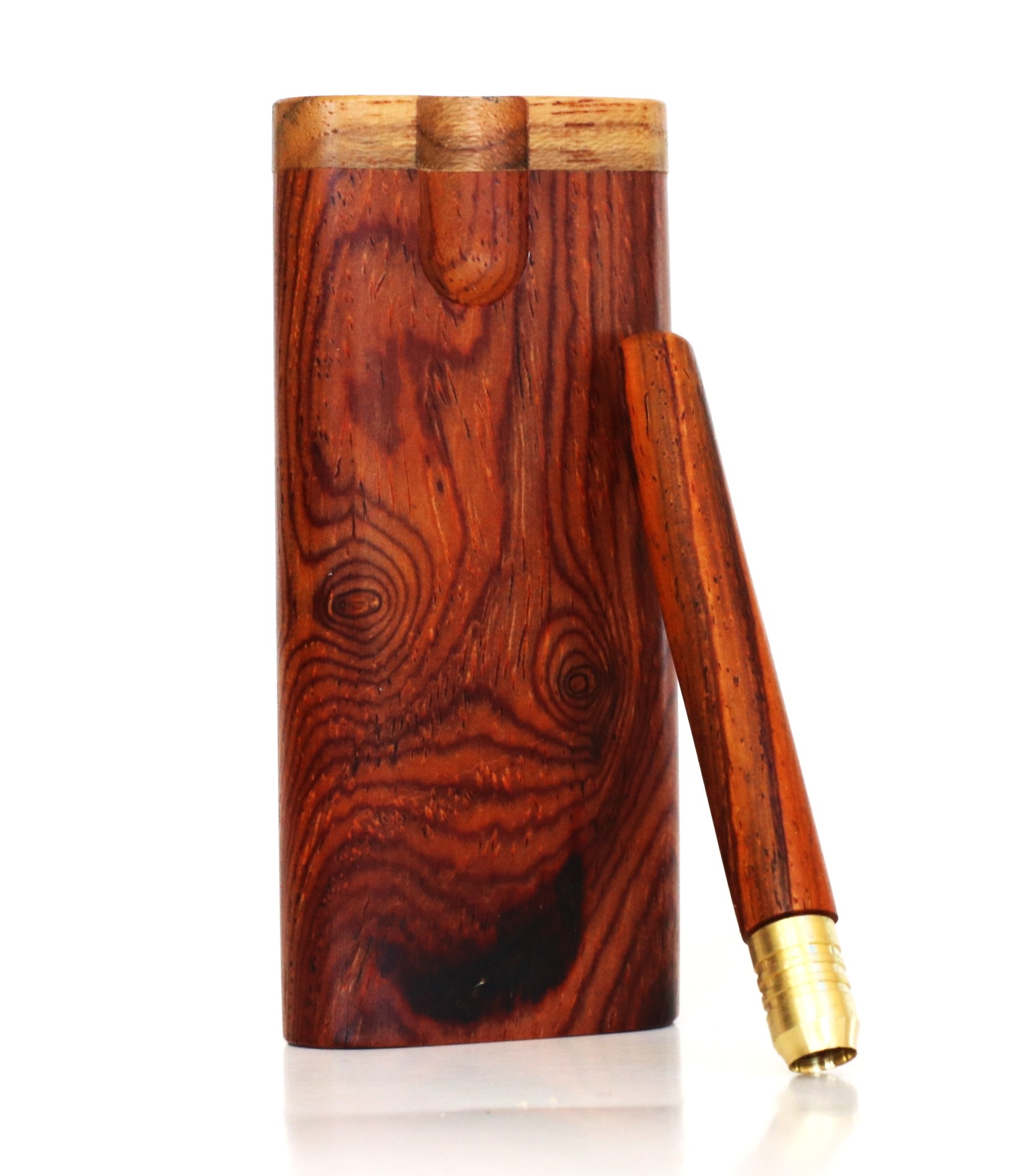 Cocobolo Swivel Lid Dugouts & One Hitter Pipes-Both 3" & 4" Available- Top Quality Exotic Wood Dugout Stash Box - Cocobolo Wood Dugout