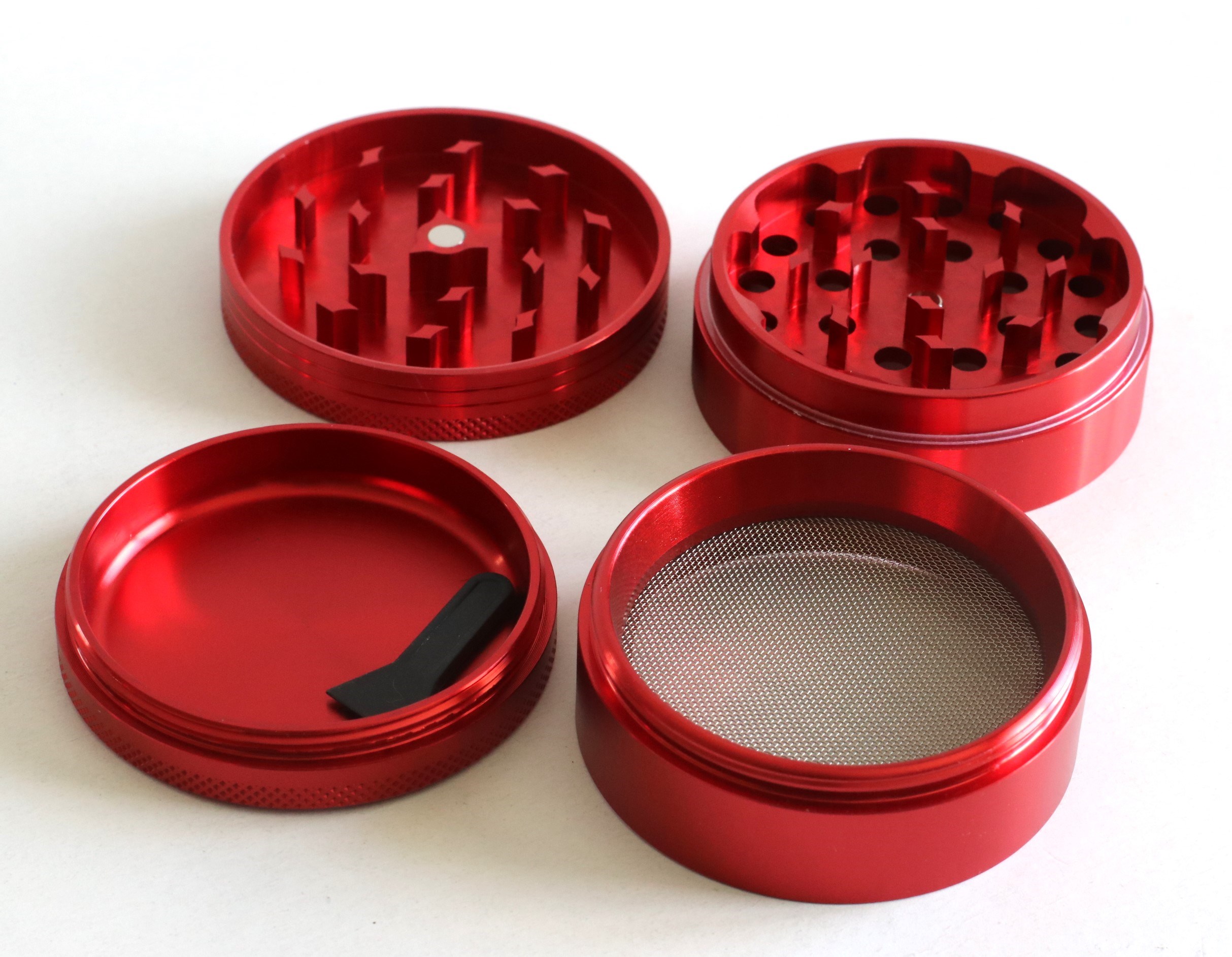 2.5" Red 4 pc Professional Herb Grinder - Red Herb Grinder
