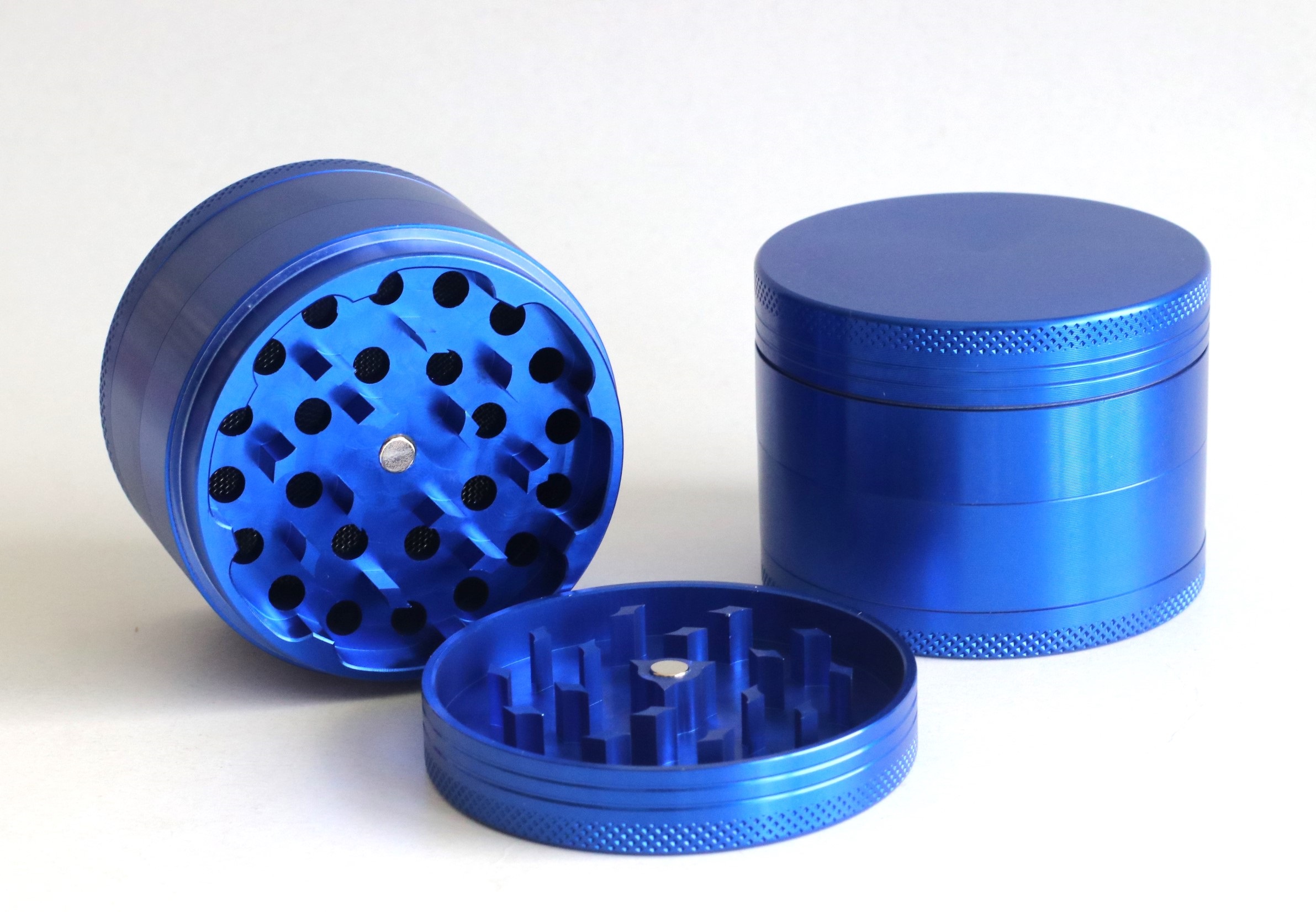 Blue Herb Grinder- 2.5" 4 Piece Professional Grade herb Grinder - Blue Metal Herb Grinder