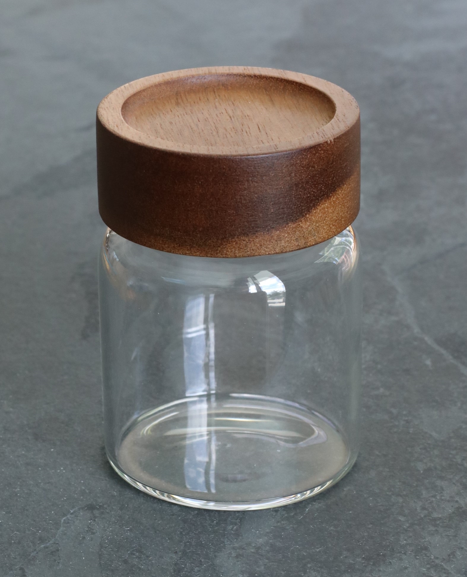 Glass Stash Jar with Bamboo Lid- Flat Top-Smell Proof Jar for Herbs & Spices - 4' Glass Stash Jar