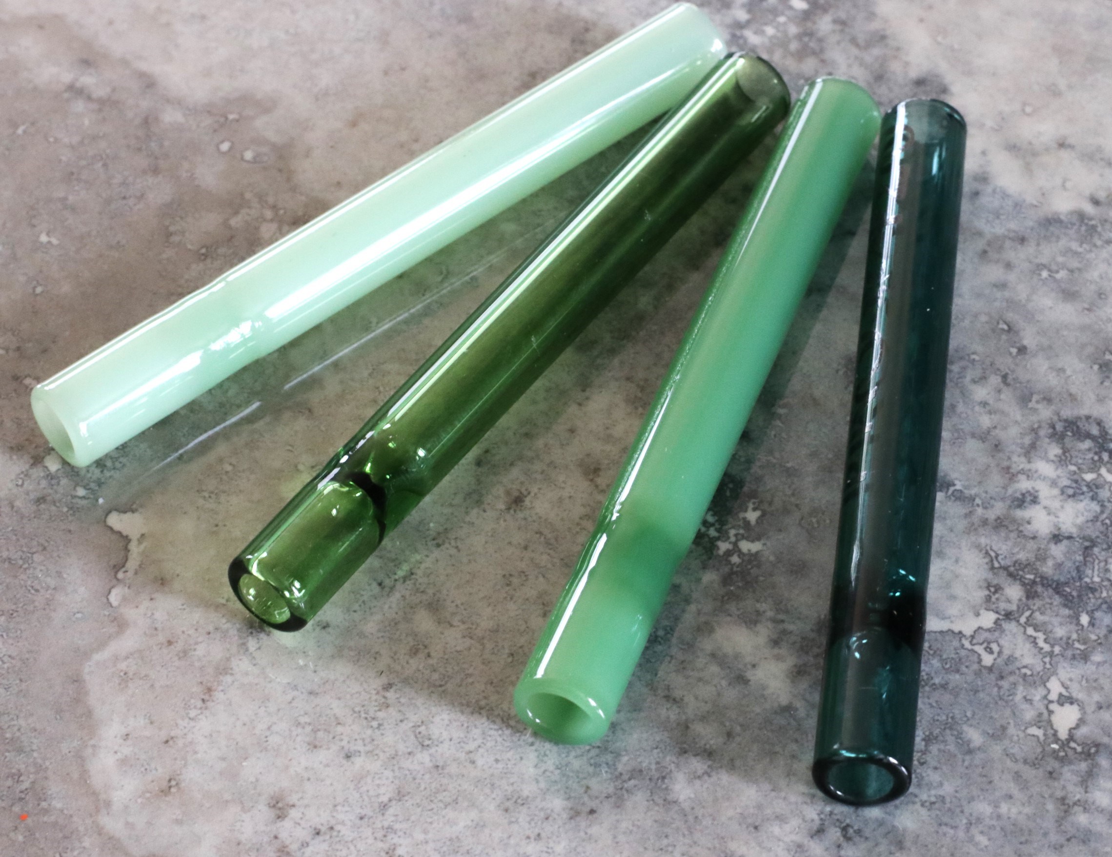 The Green Collection: 4" Glass Multi Hitter Pipes- Extra Thick Glass & Deep Bowl- Quality Glass Hitter Pipes - 4' Green Glass Hitters