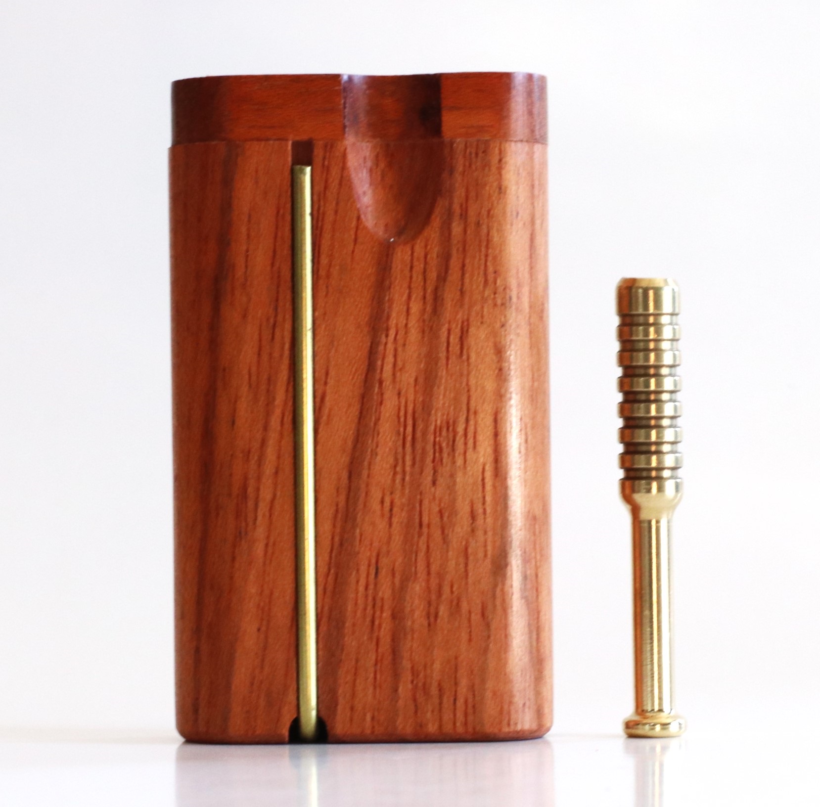 3" Brazilian Cherry Swivel Lid Dugouts-Built in Poker & One Hitter Pipe - Cherry Swivel Lid Dugout
