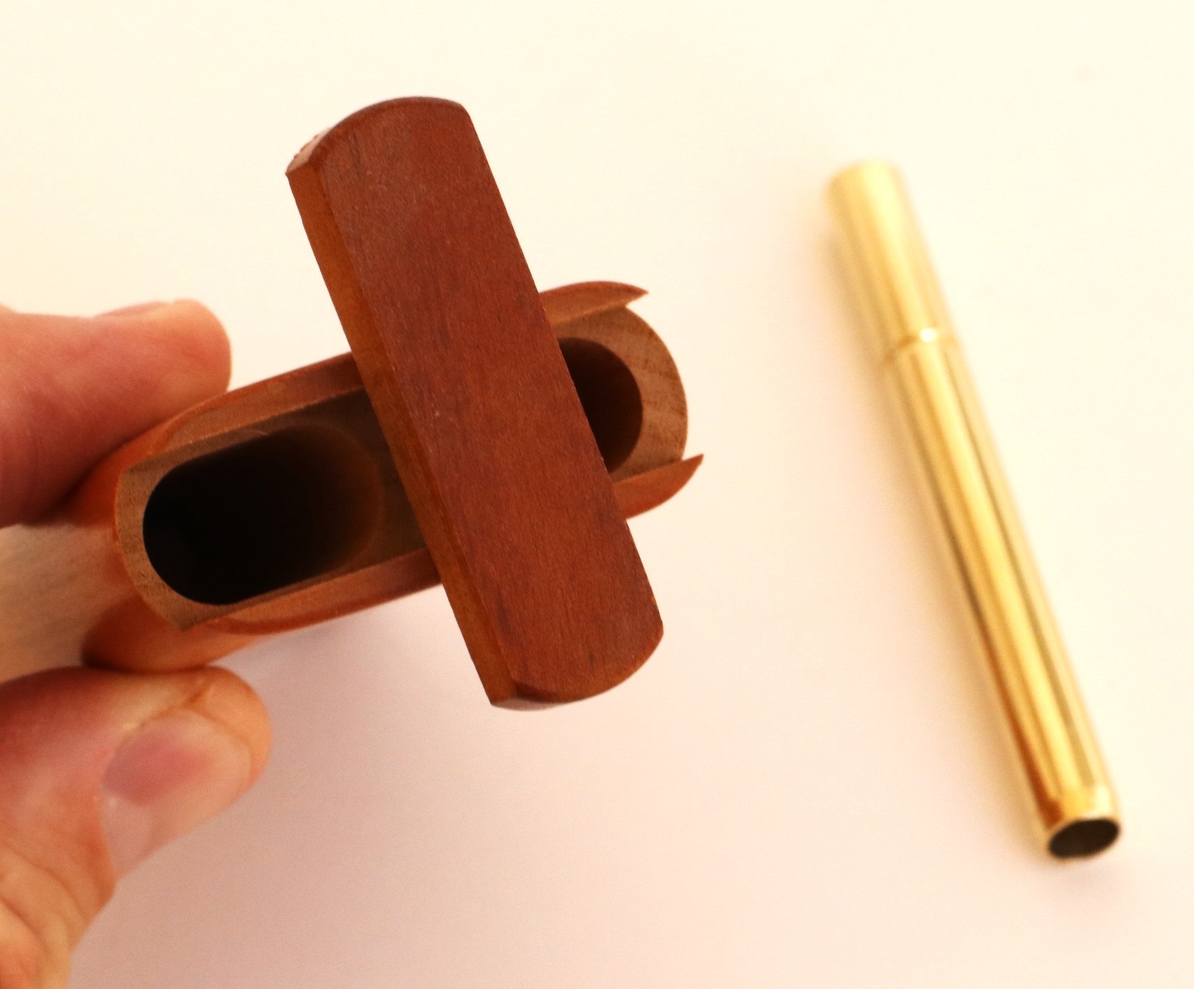 4" Brazilian Cherry Wood Dugouts & One Hitter Pipes-Snap Top Lids-American Crafted Stash Box