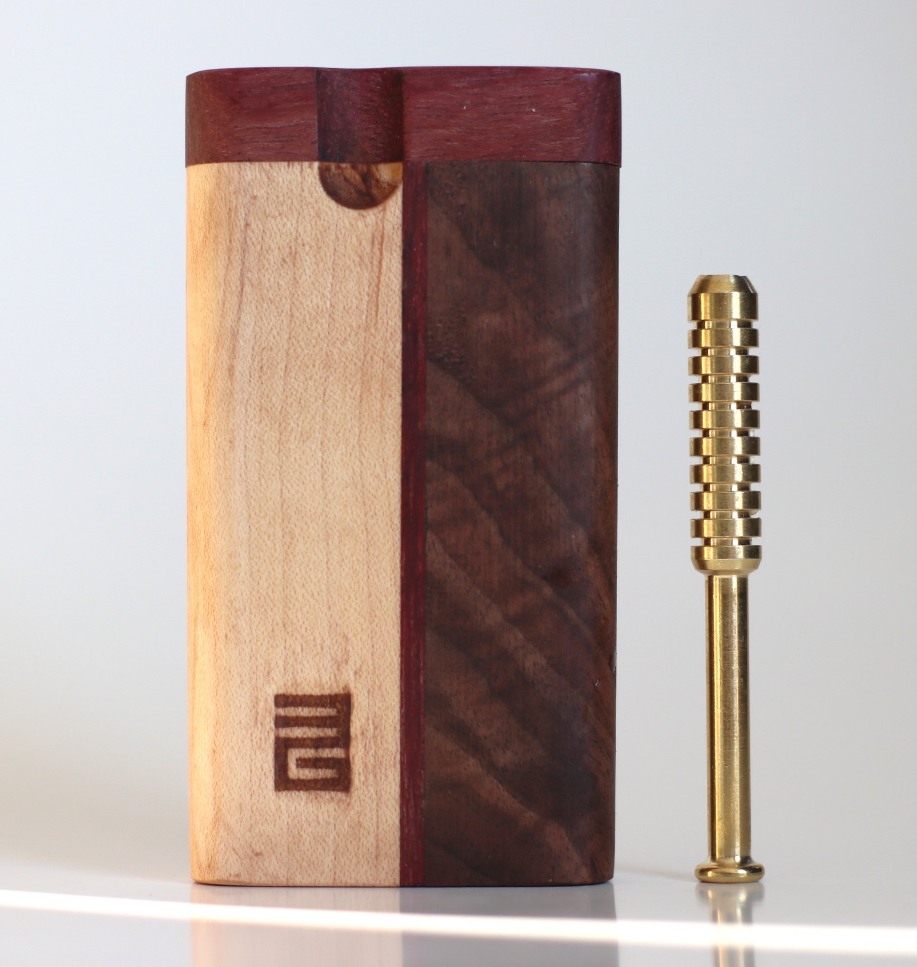 3rd Grain Swivel Lid Dugouts & One hitter pipes-American Crafted Stash Box-Walnut/Cherry Mix - 3rd Grain Swivel Lid Dugout
