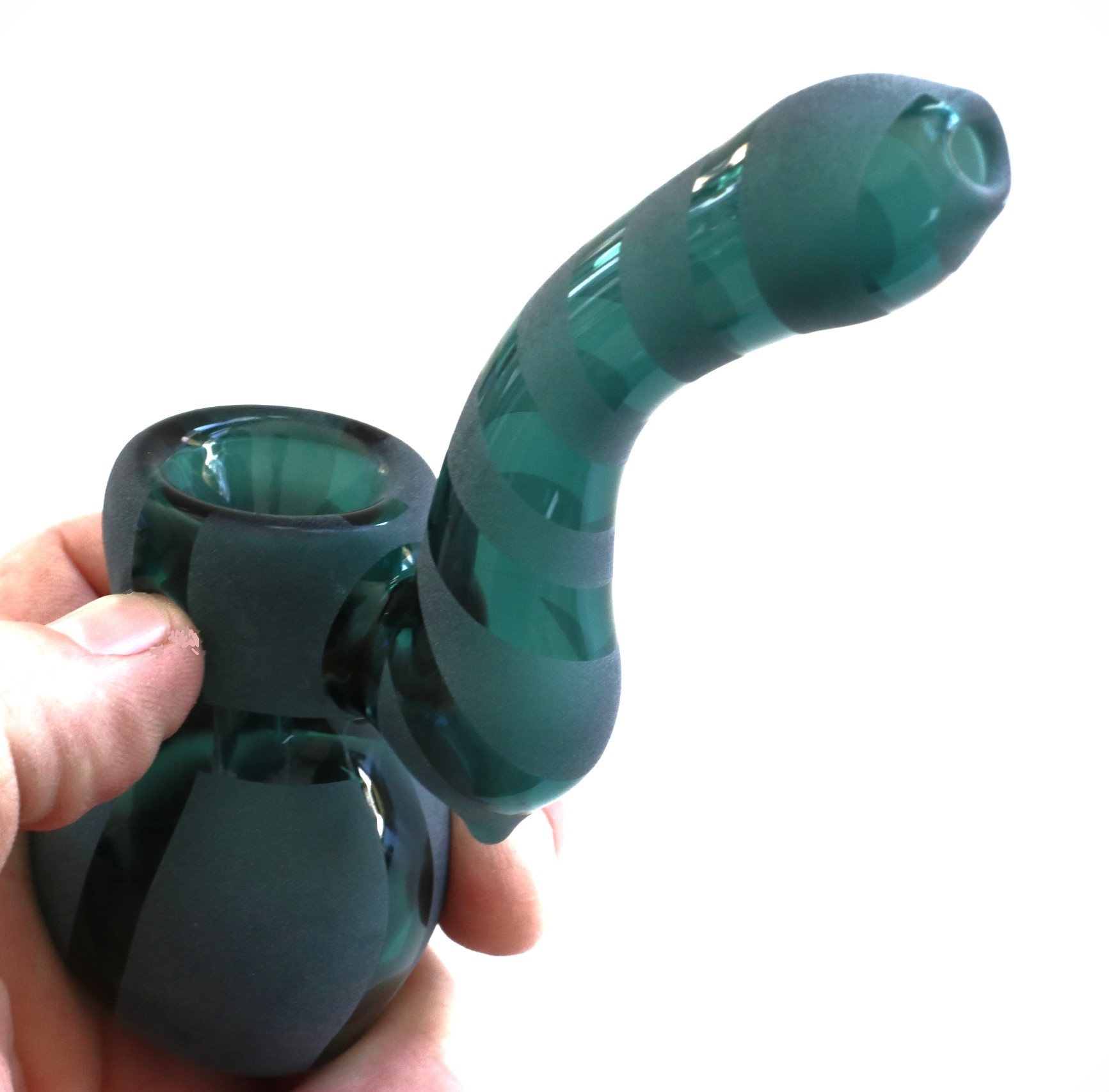 Mini-Glass Bubbler-Water Bong-Beaker-Striped Design-Thick Glass - 6' Glass Bubbler-Smoking Pipe