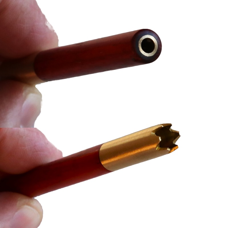 3" Grinder Tip Brass Pipes designed for 4" dugouts-Brass Tube/Wood Cover/Brass Poker included - Brass Grinder Tip Pipe