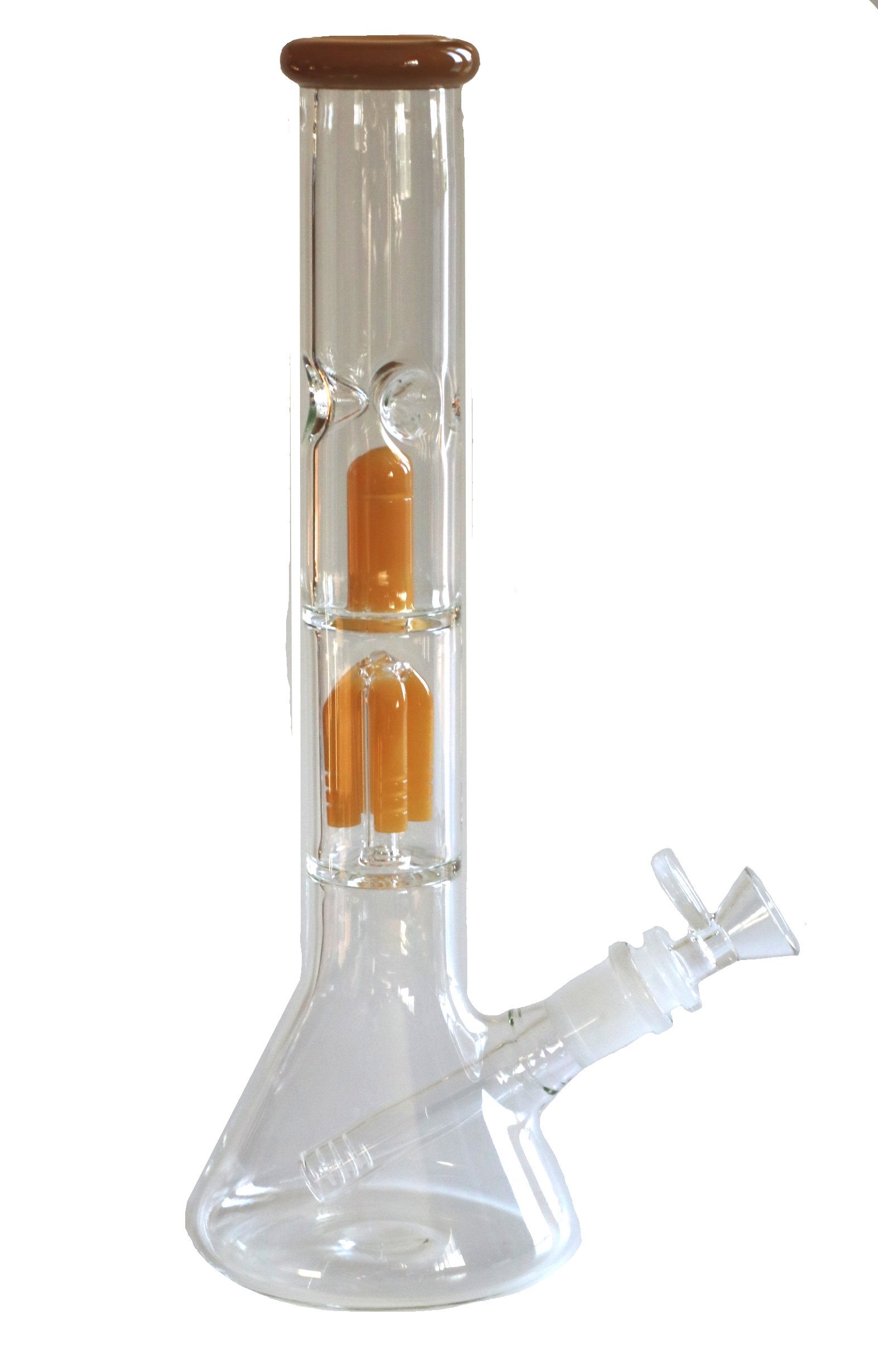 12" Clear Glass Bong-Slider & Herb Bowl-Amber Accents-Top quality Table top water beaker-bong-glass pipe - Glass Bongs
