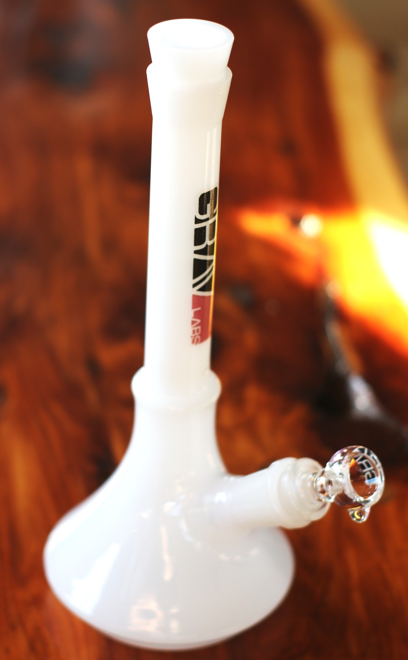 10" White Glass Bong-GRAV Glass Water Pipe-Downstem & Male Herb Slide - White GRAV 10' Glass Bong