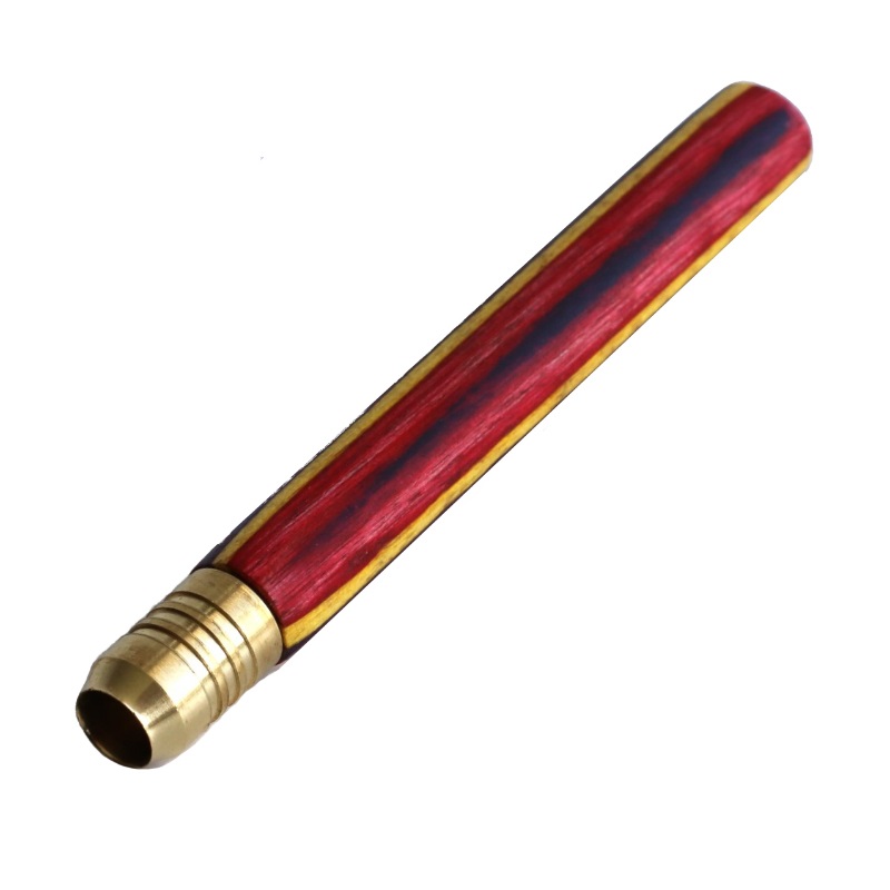 3" Colorful Rainbow Wood Pipes with Brass Bowl-Handcrafted Wood Smoking Pipes