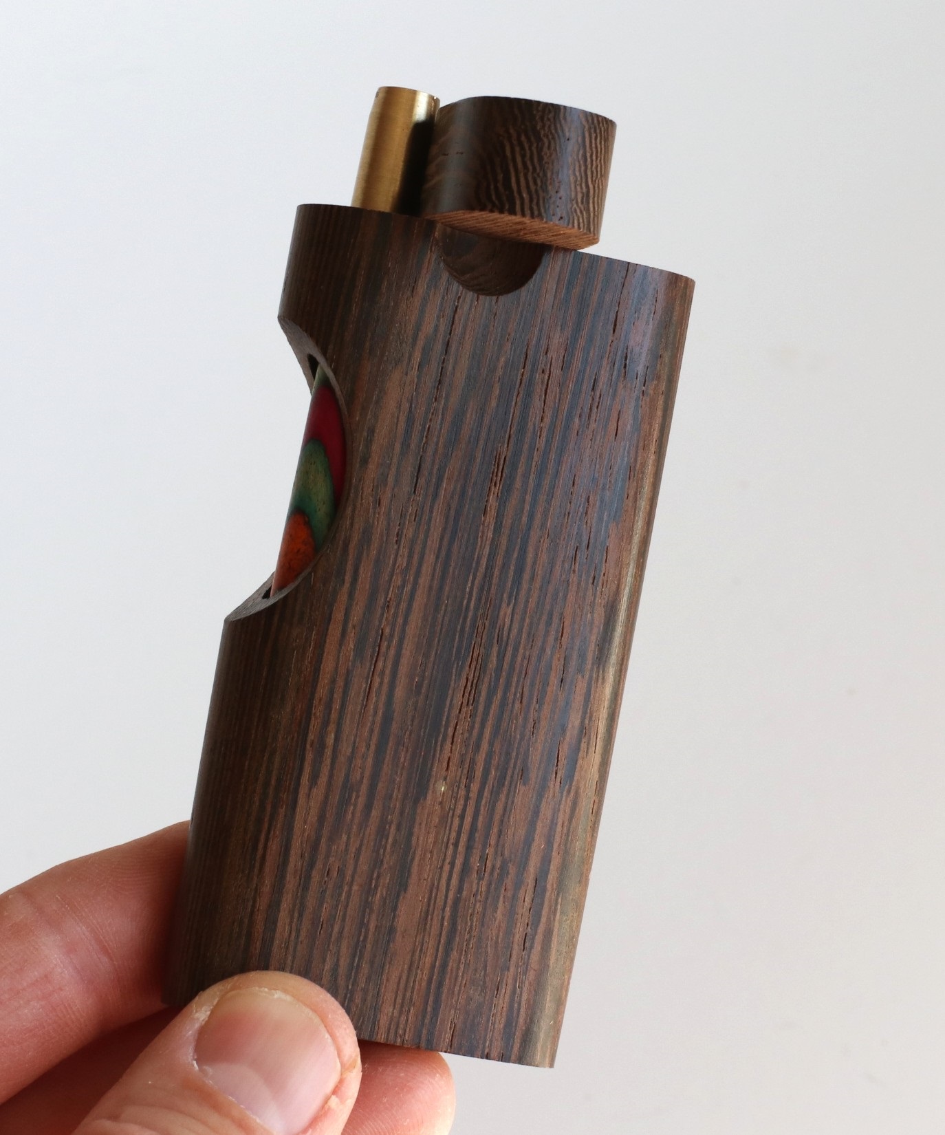 4" Wenge Swivel Lid Dugout & One hitter pipe-American Made by Better Life-Locking Lid - Swivel Lid Cutaway Dugout by Better Life