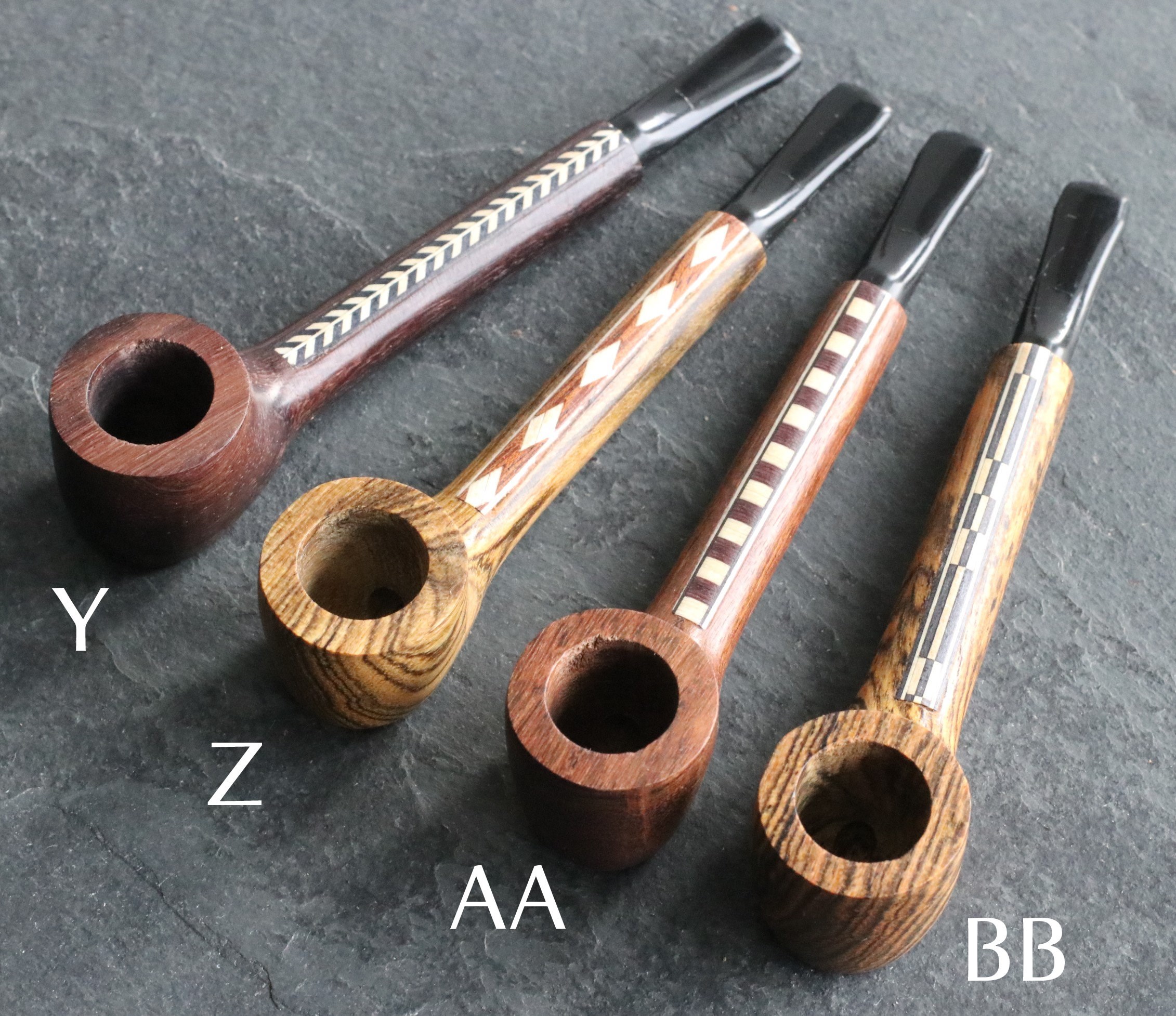 4.5" Wood Pipe- L55 THE WARRIOR- Exotic Wood with Inlayed Stem- Perfect Smoker's Gift - IMG_3782