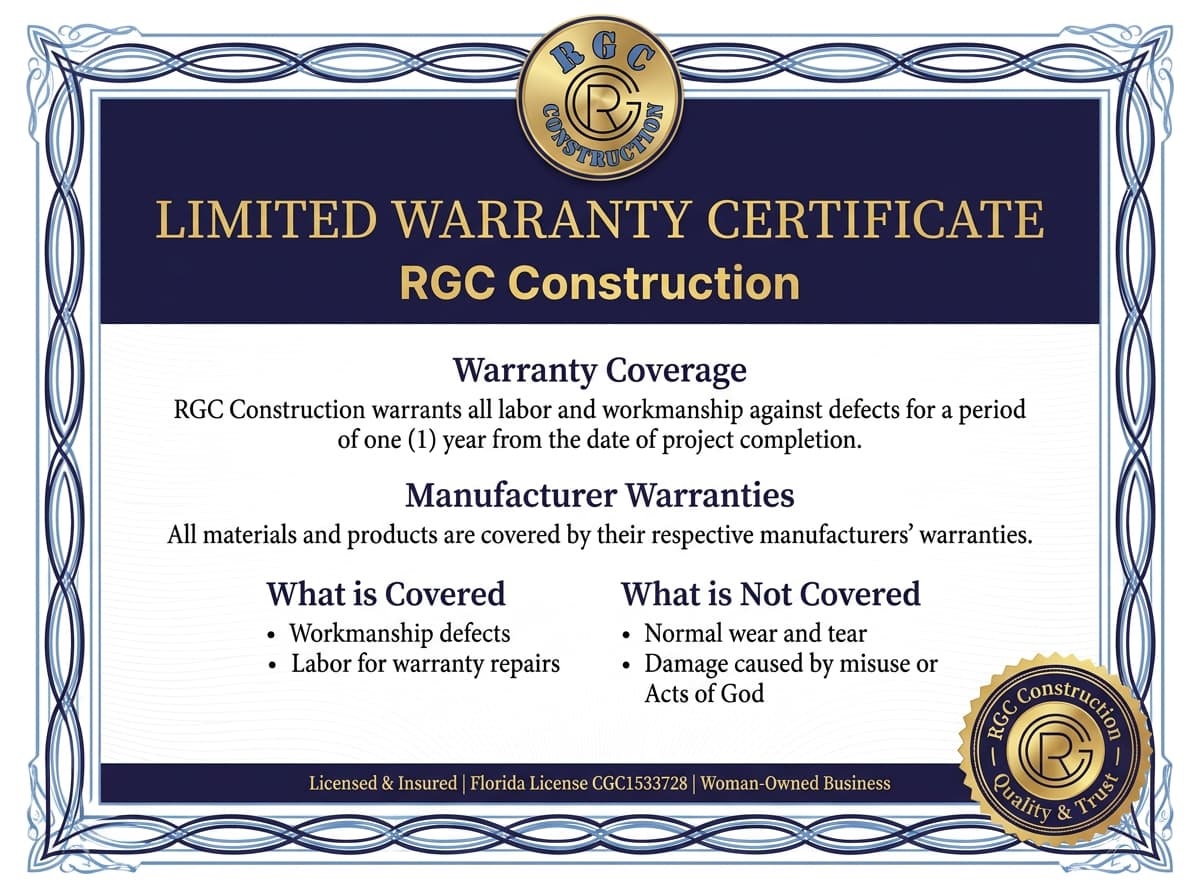 RGC Construction Warranty Certification