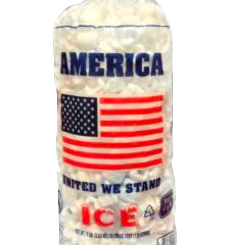 8LB AMERICAN FLAG WICKETED ICE BAGS WITH FREE TWIST TIES