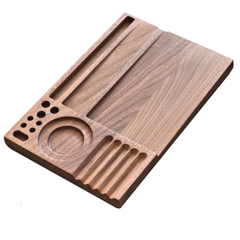 Handcrafted Walnut Wood Rolling Tray-MODEL 2- Large Stylish Tray for smoker's
